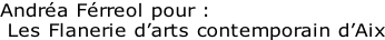 Andréa Férreol pour :  Les Flanerie d’arts contemporain d’Aix